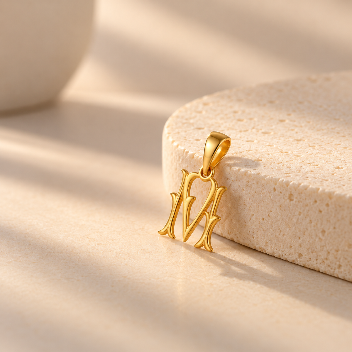 Elegant Initial M Gold Pendant