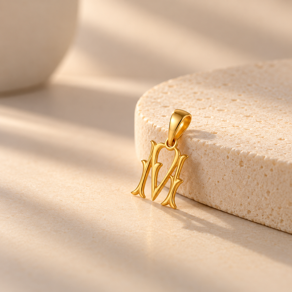 Elegant Initial M Gold Pendant