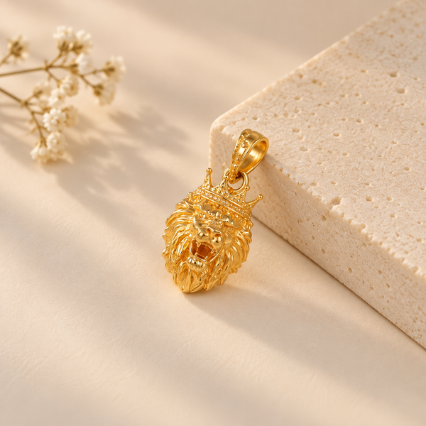 Crowned Lion Gold Pendant