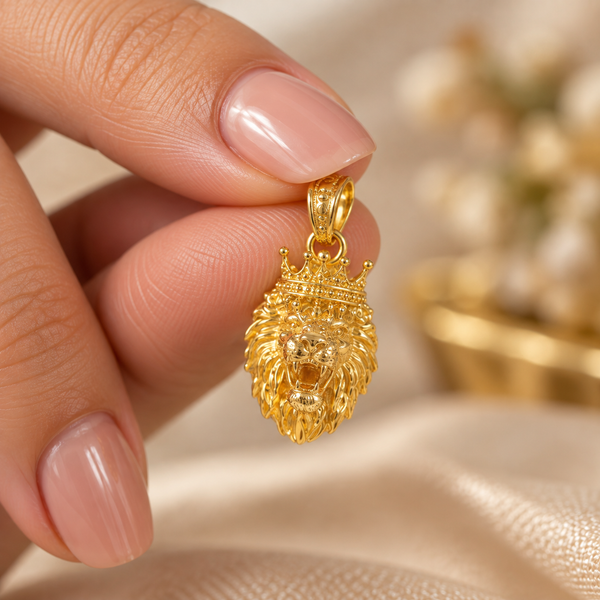 Crowned Lion Gold Pendant