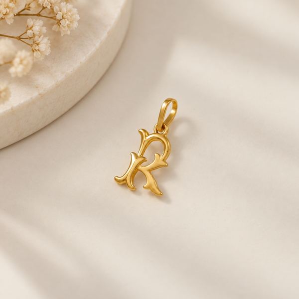 R Curve Charm Gold Pendant