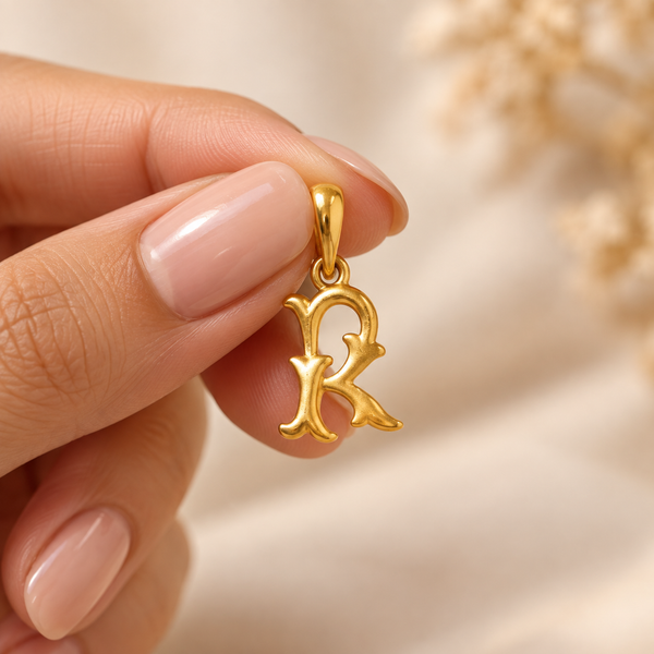 R Curve Charm Gold Pendant