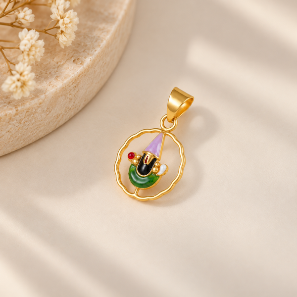 Colorful Bal Krishna Gold Pendant