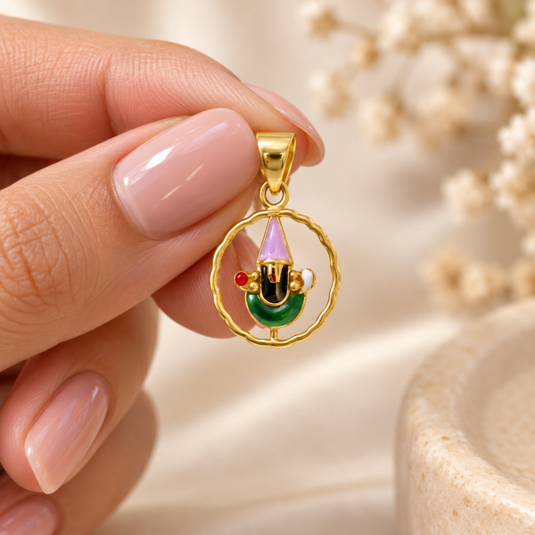 Colorful Bal Krishna Gold Pendant