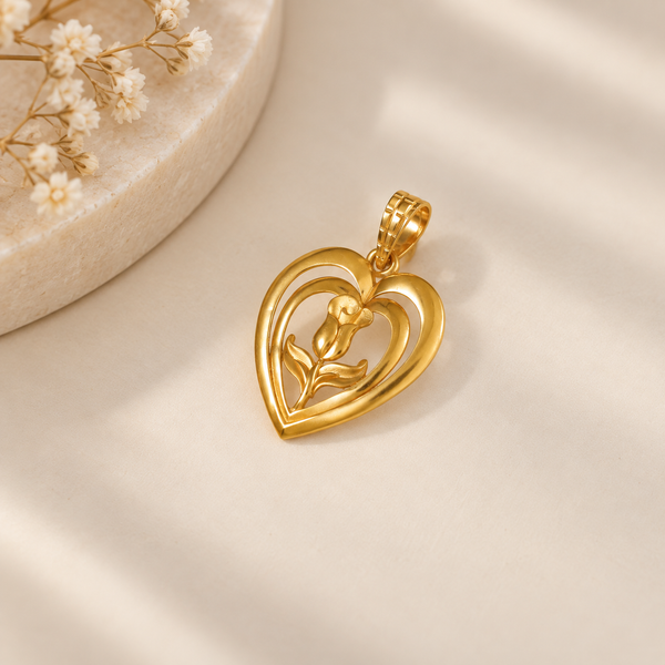 Floral Heart Gold Pendant