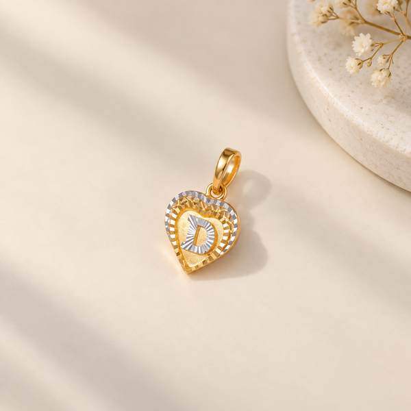 Radiant Letter Heart Gold Pendant