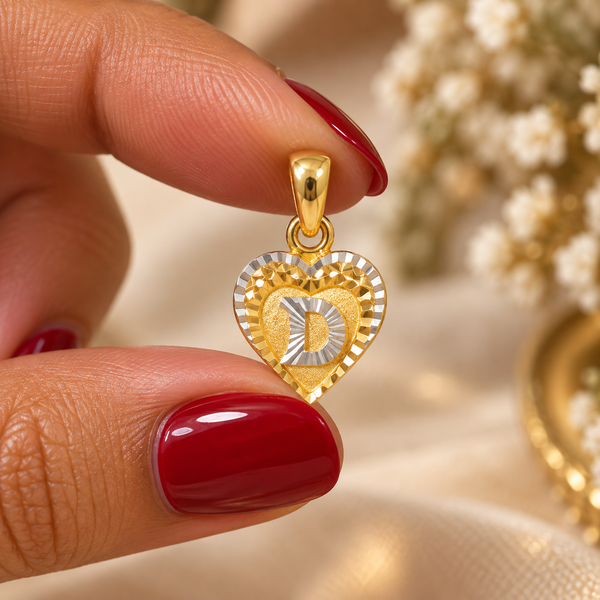 Radiant Letter Heart Gold Pendant