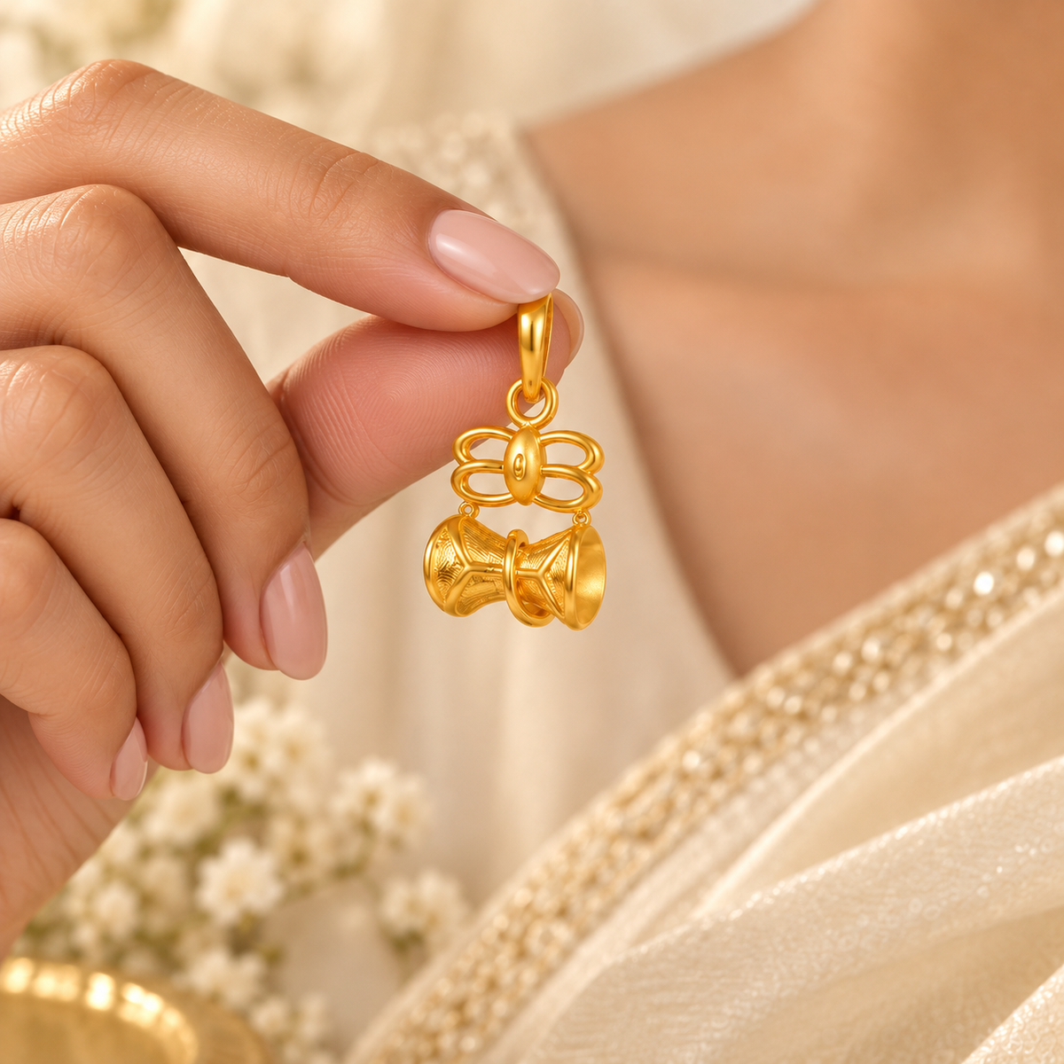 Twin Bells Gold Pendant