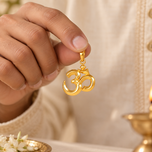 Sacred Om Gold Pendant For Him