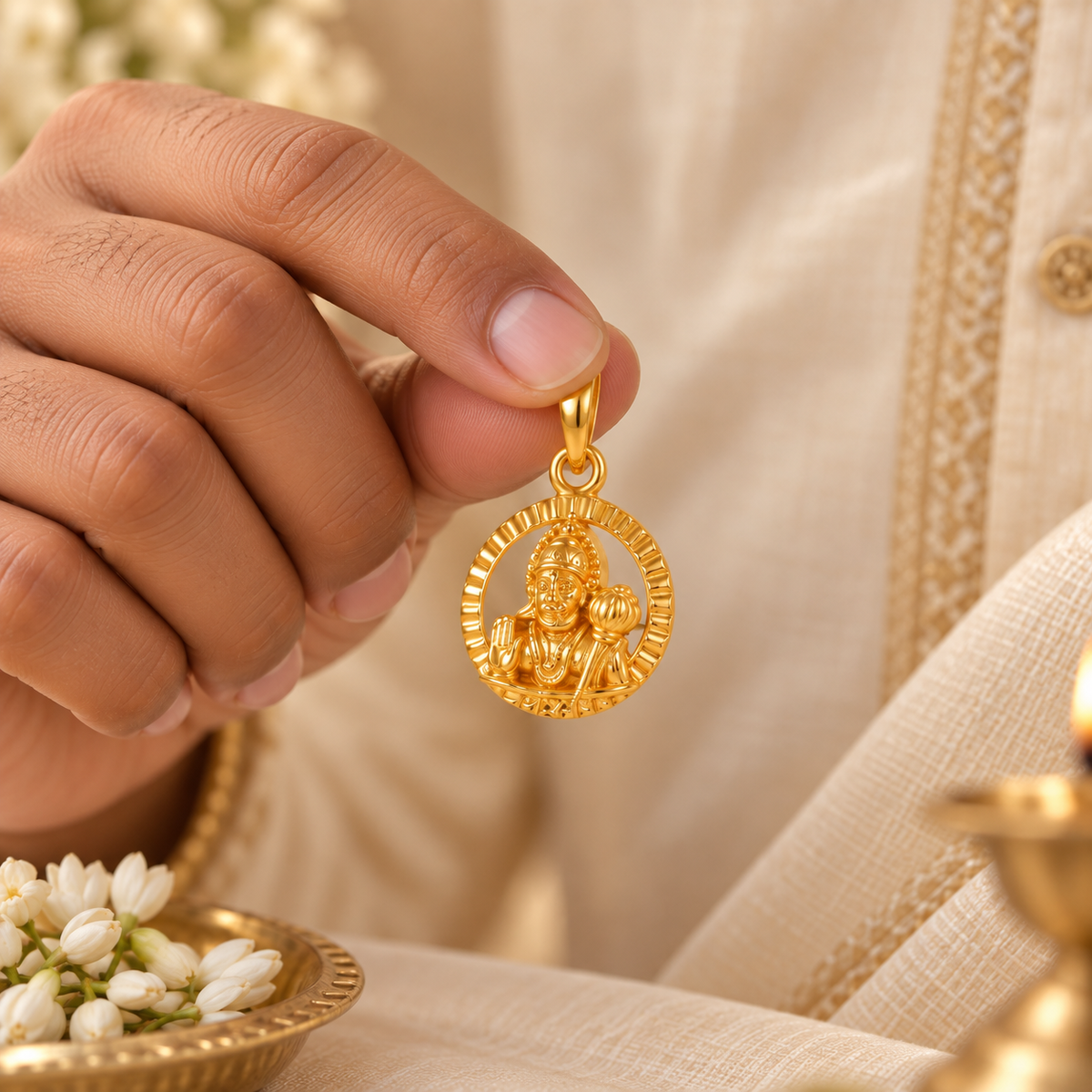 Bajrang Bali Gold Pendant For Him