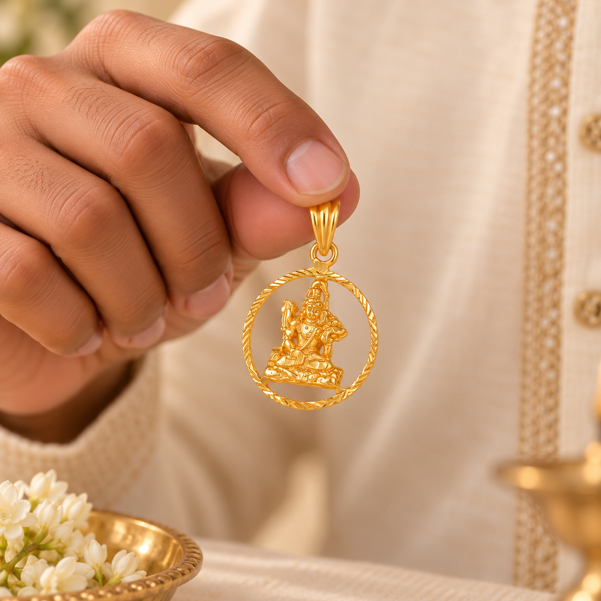 Shiv Shakti Gold Pendant For Him