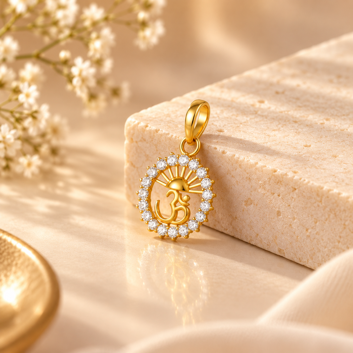 Om Surya Radiance Gold Pendant