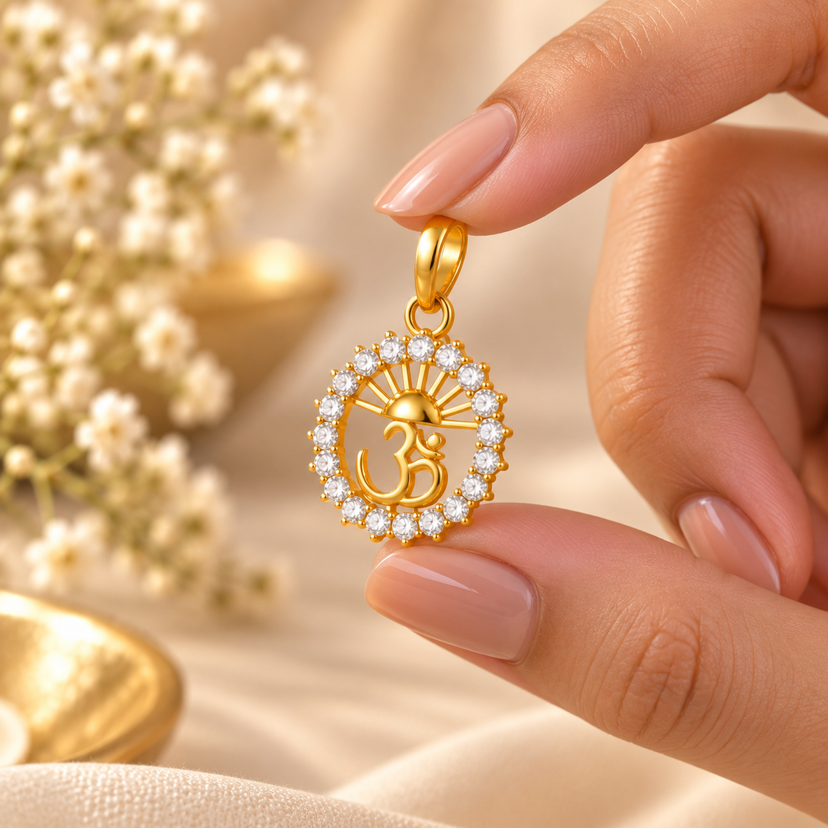 Om Surya Radiance Gold Pendant