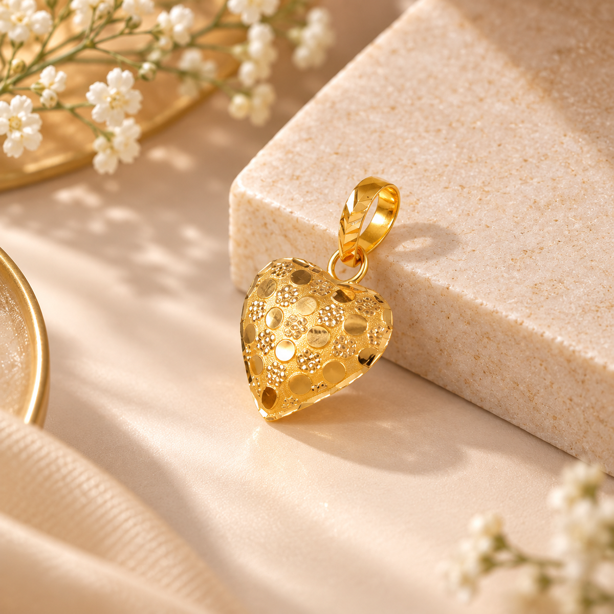 Dotted Heart Gold Pendant