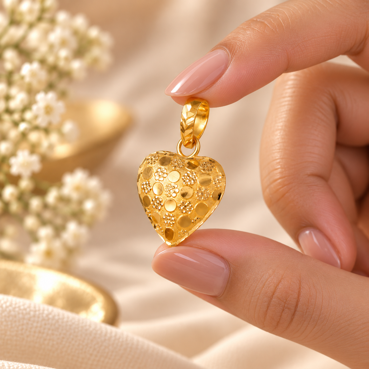 Dotted Heart Gold Pendant