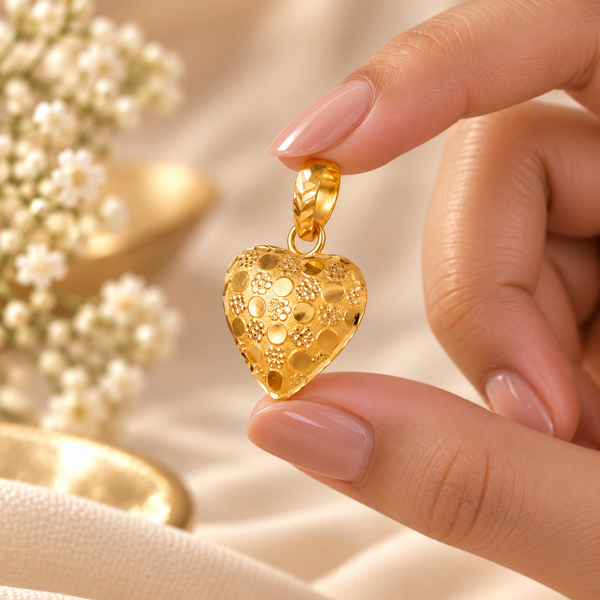 Dotted Heart Gold Pendant