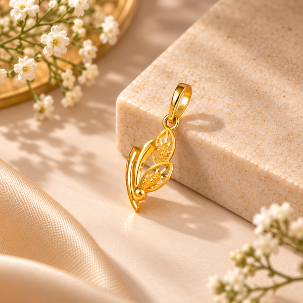 Twin Leaf Gold Pendant