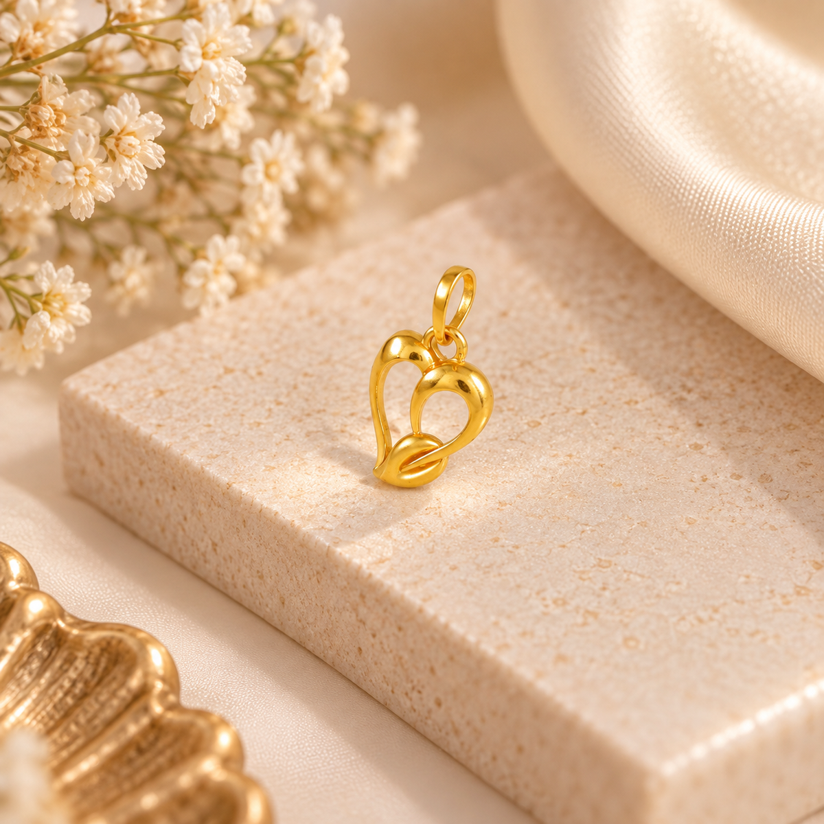 Eternal Twin Hearts Gold Pendant