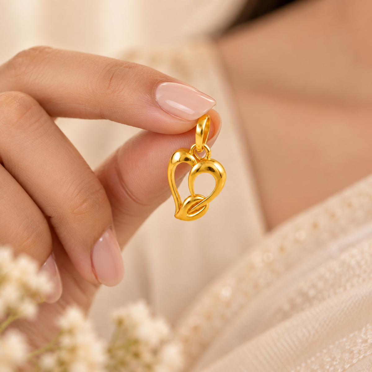 Eternal Twin Hearts Gold Pendant