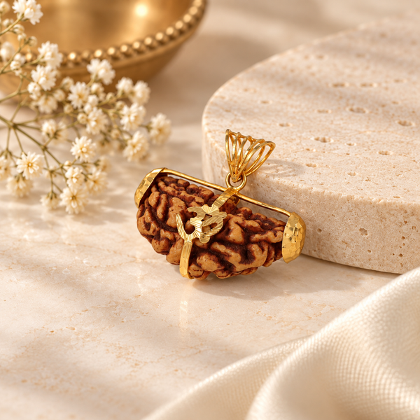 Rudraksha Om Gold Pendant For Him
