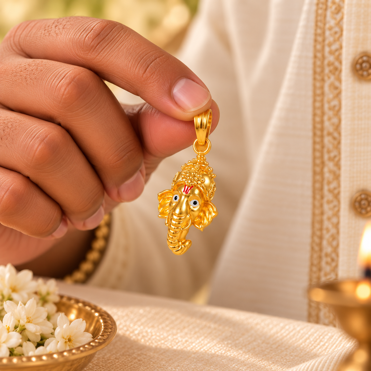 Auspicious Ganesha Gold Pendant For Him