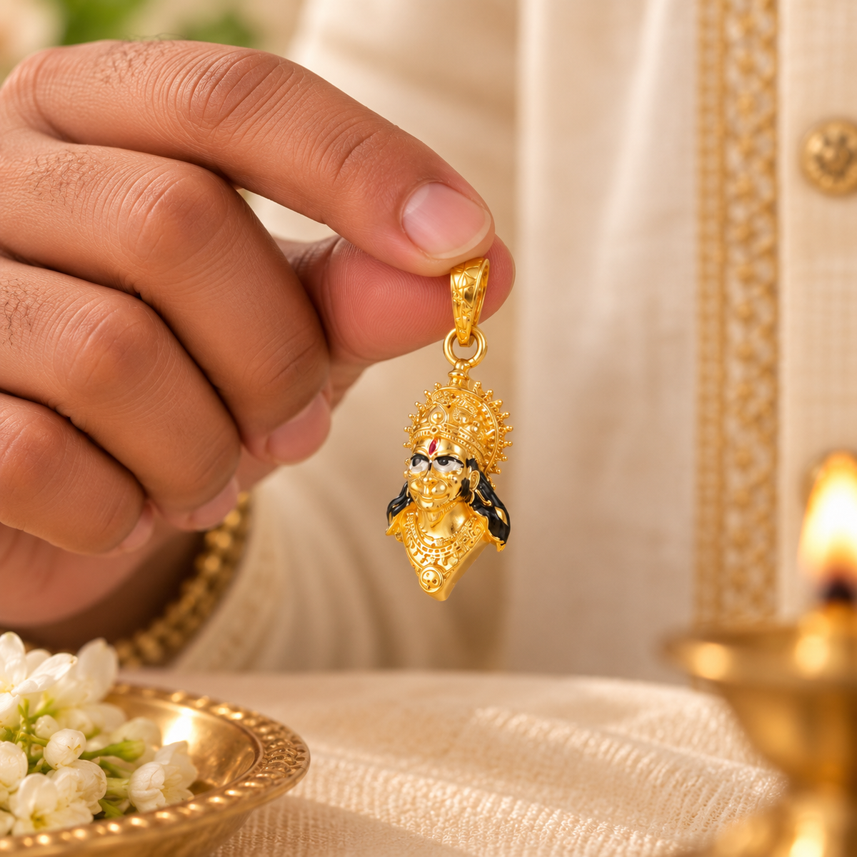 Veer Hanuman Gold Pendant For Him
