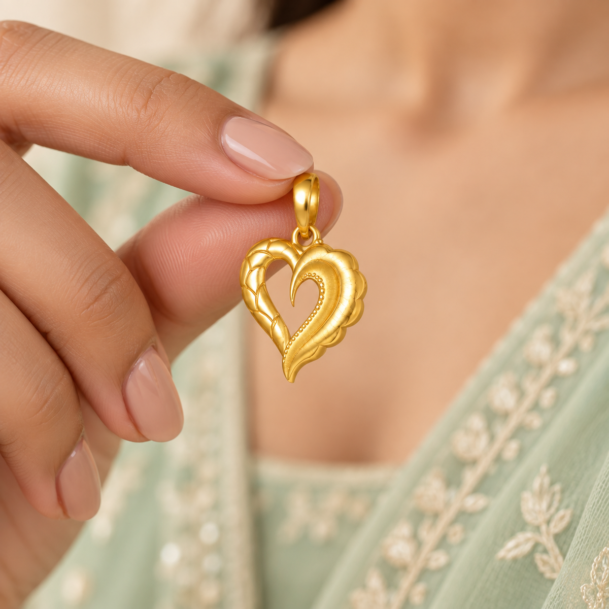 Prisha Embrace Heart Gold Pendant