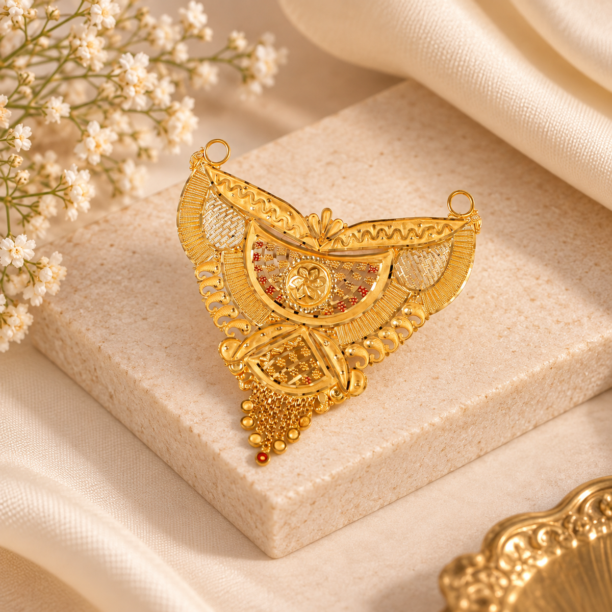 Gauri Regal Crescent Gold Pendant