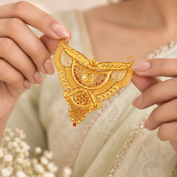 Gauri Regal Crescent Gold Pendant