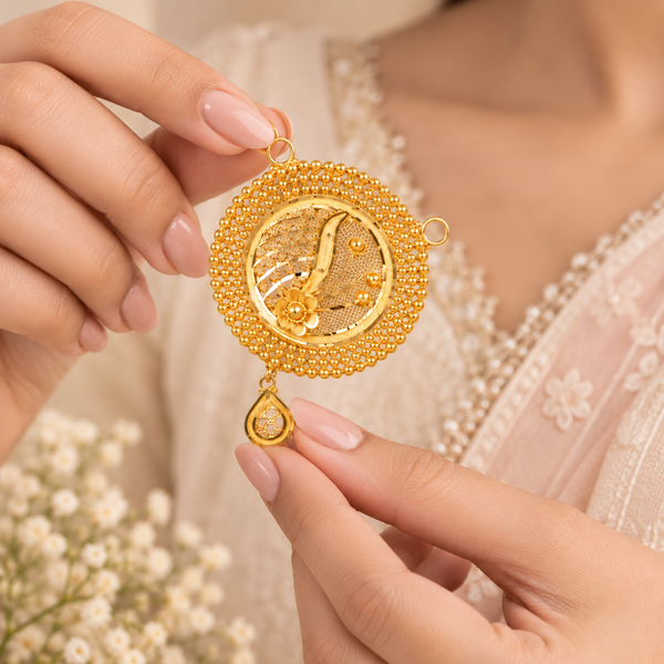 Aditi Peacock Medallion Gold Pendant