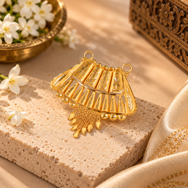 Shanaya Heritage Fan Gold Pendant