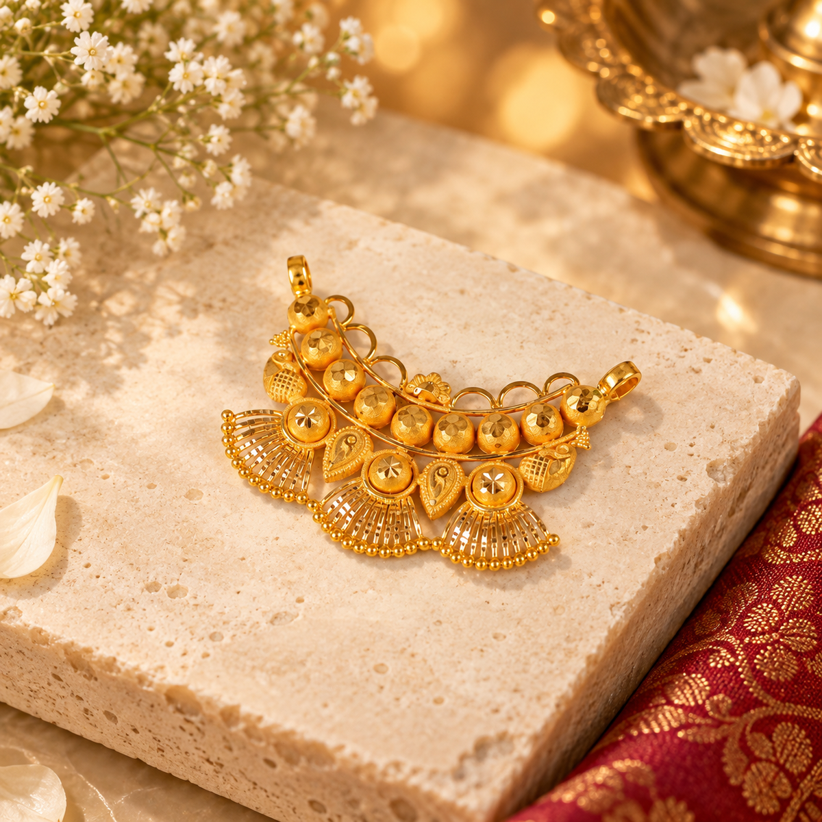 Zoya Jharokha Fan Gold Pendant