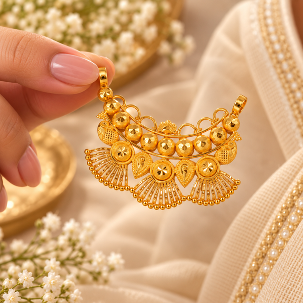 Zoya Jharokha Fan Gold Pendant