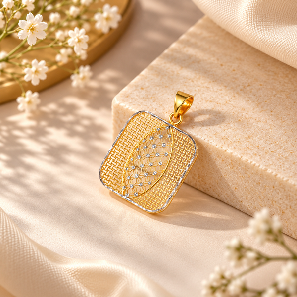 Lattice Leaf Gold Pendant