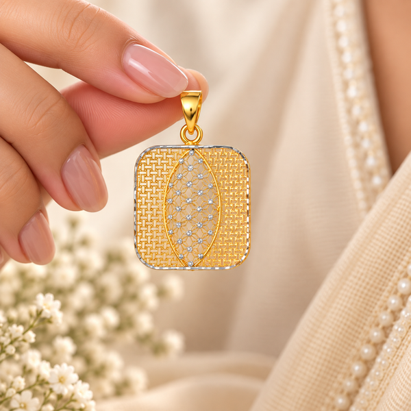 Lattice Leaf Gold Pendant
