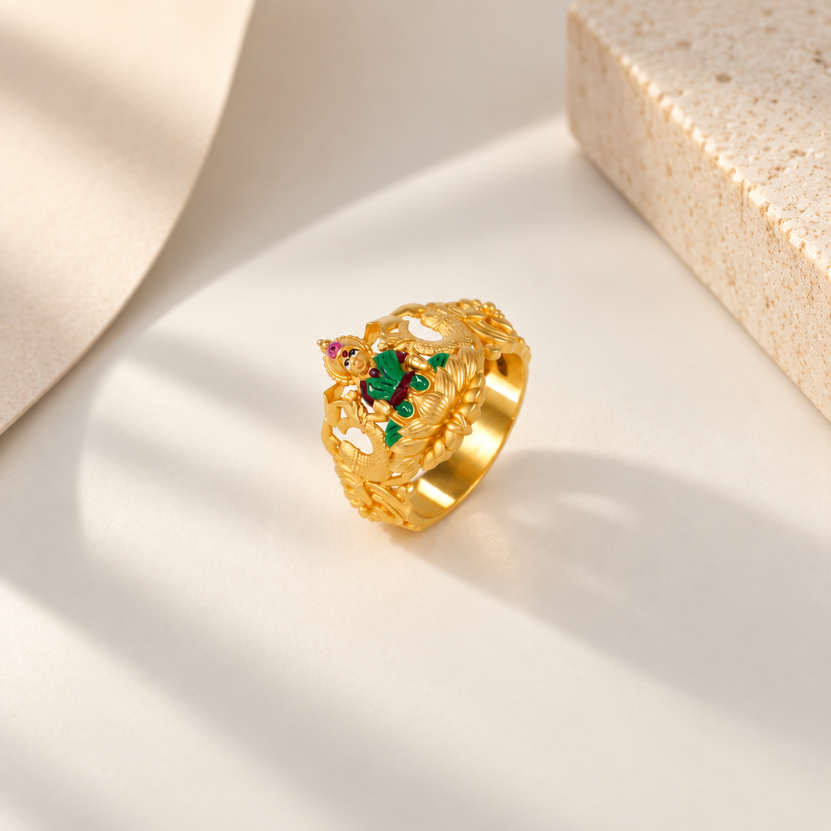 Lakshmi Peacock Heritage Gold Ring