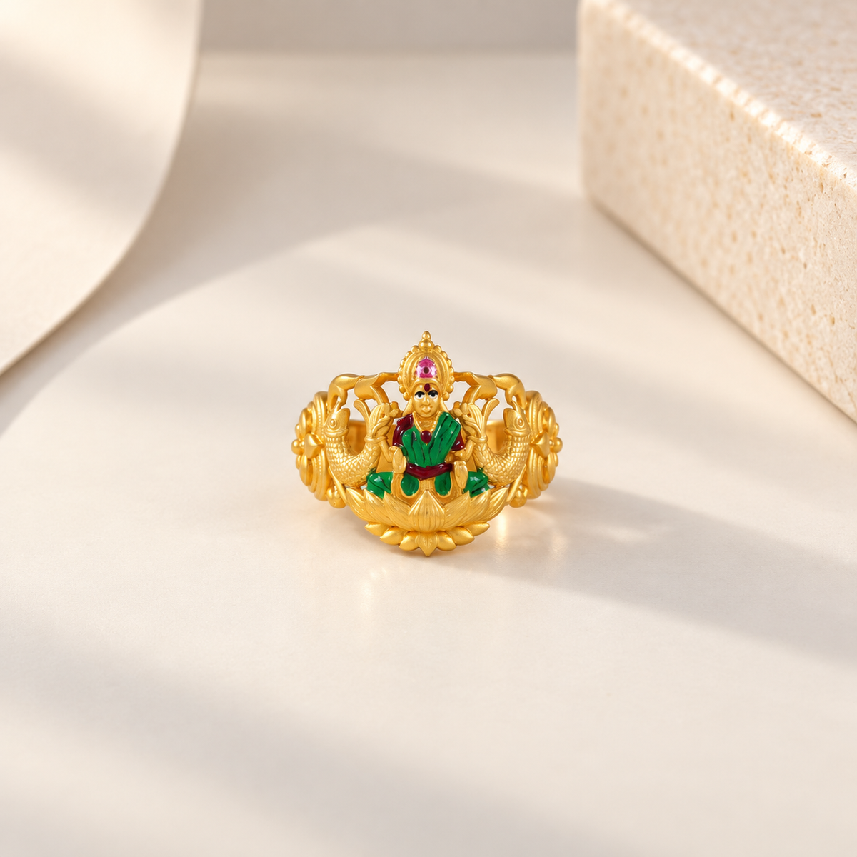 Lakshmi Peacock Heritage Gold Ring