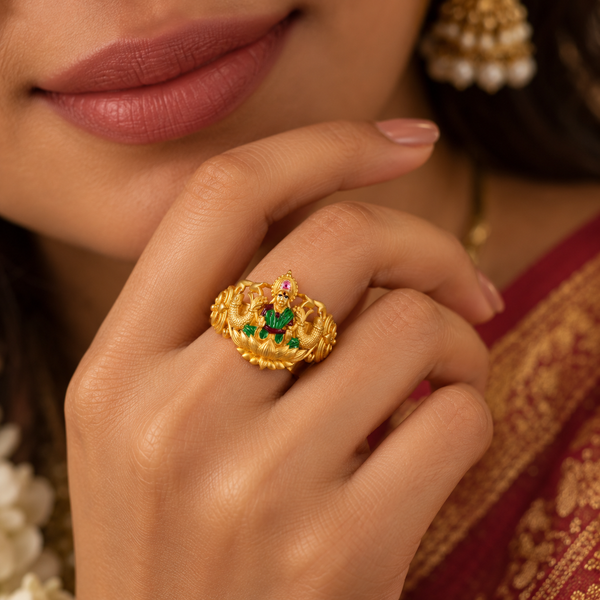 Lakshmi Peacock Heritage Gold Ring