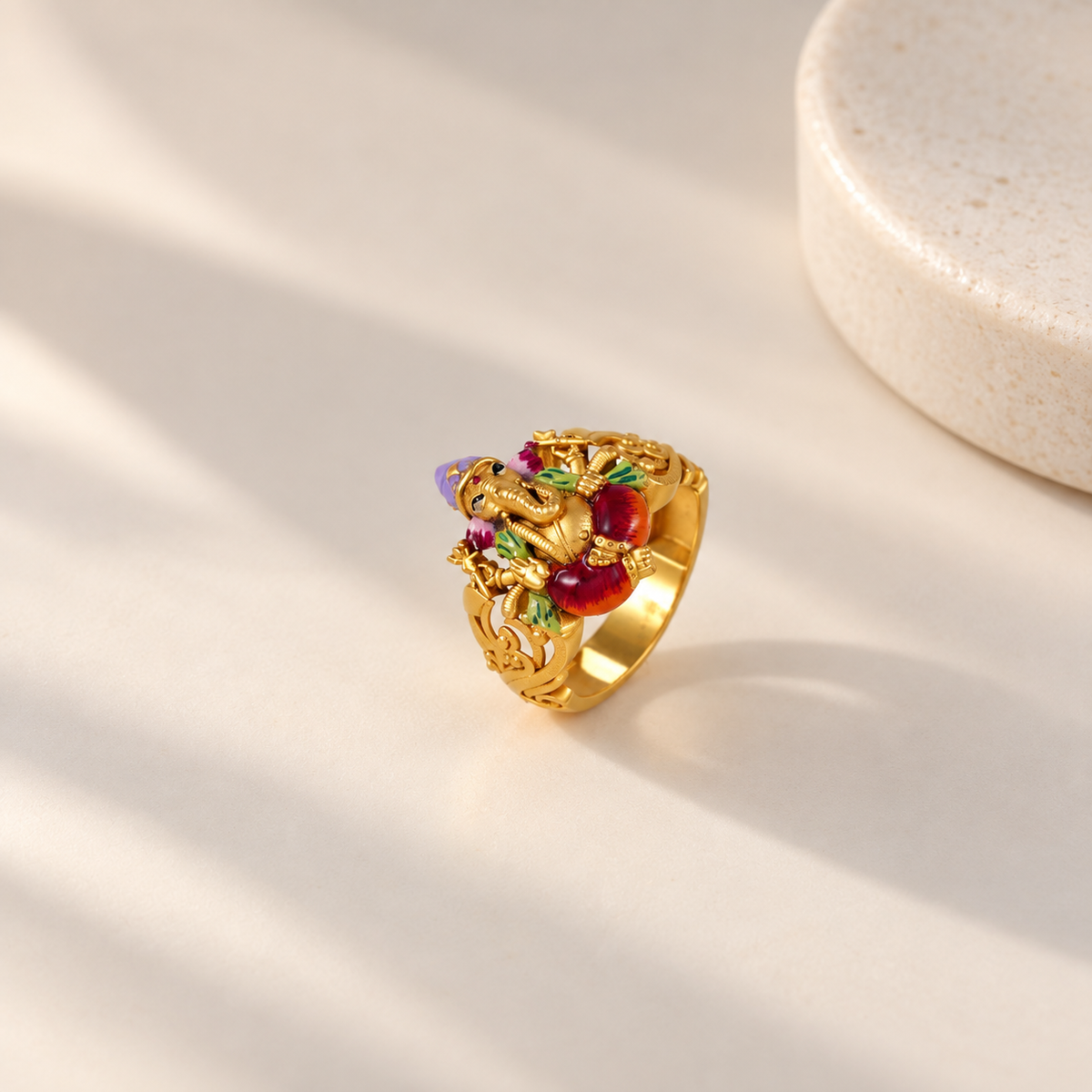 Ganesha Blessing Gold Ring