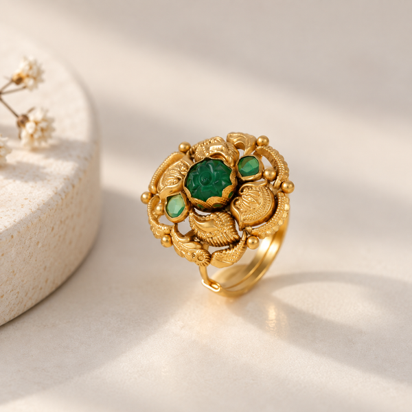 Ruhankia Emerald Heritage Gold Ring