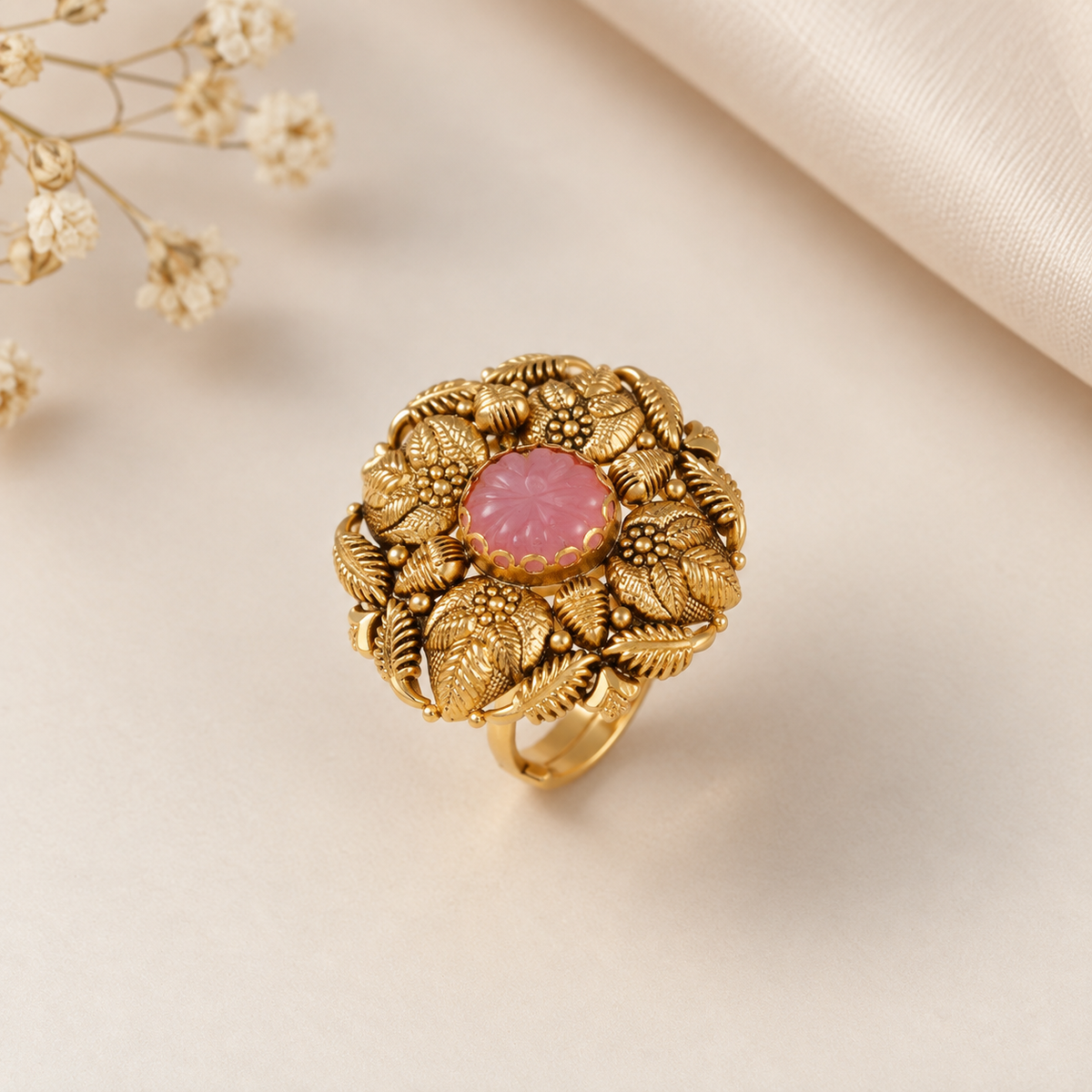 Blush Floral Garden Gold Ring