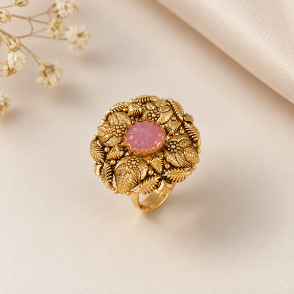 Blush Floral Garden Gold Ring