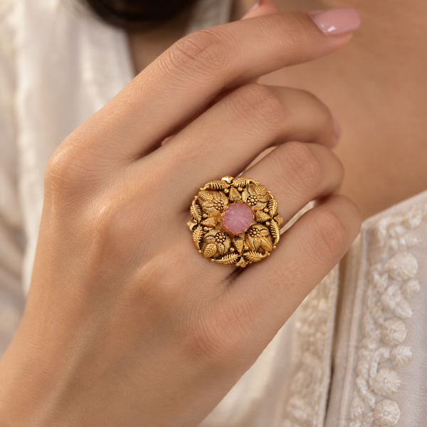 Blush Floral Garden Gold Ring