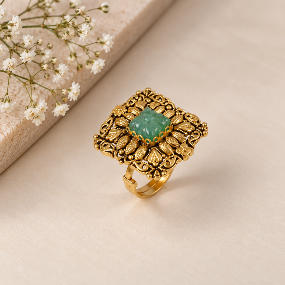 Mint Bloom Heritage Gold Ring