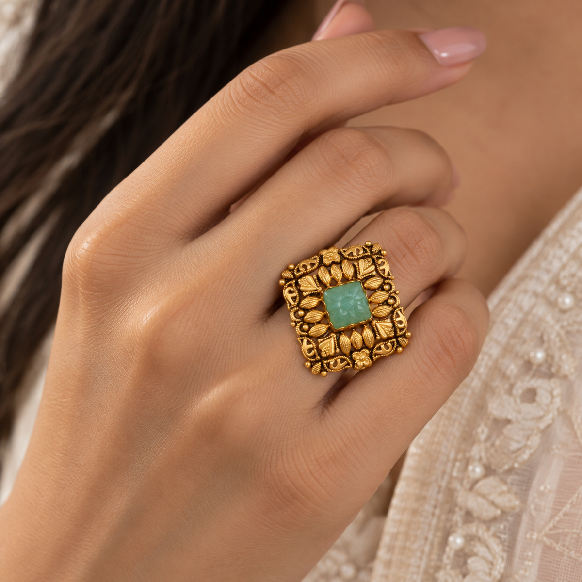 Mint Bloom Heritage Gold Ring