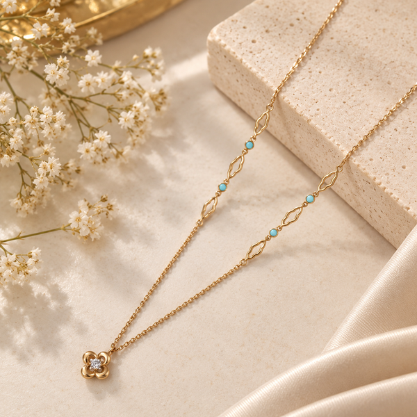 Navya Turquoise Blossom Gold Chain