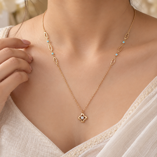 Navya Turquoise Blossom Gold Chain