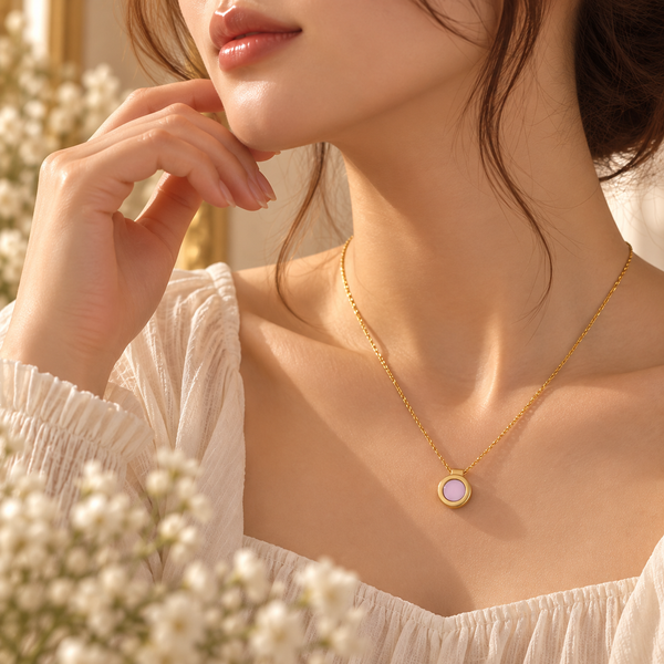 Meera Pink Circle Gold Chain