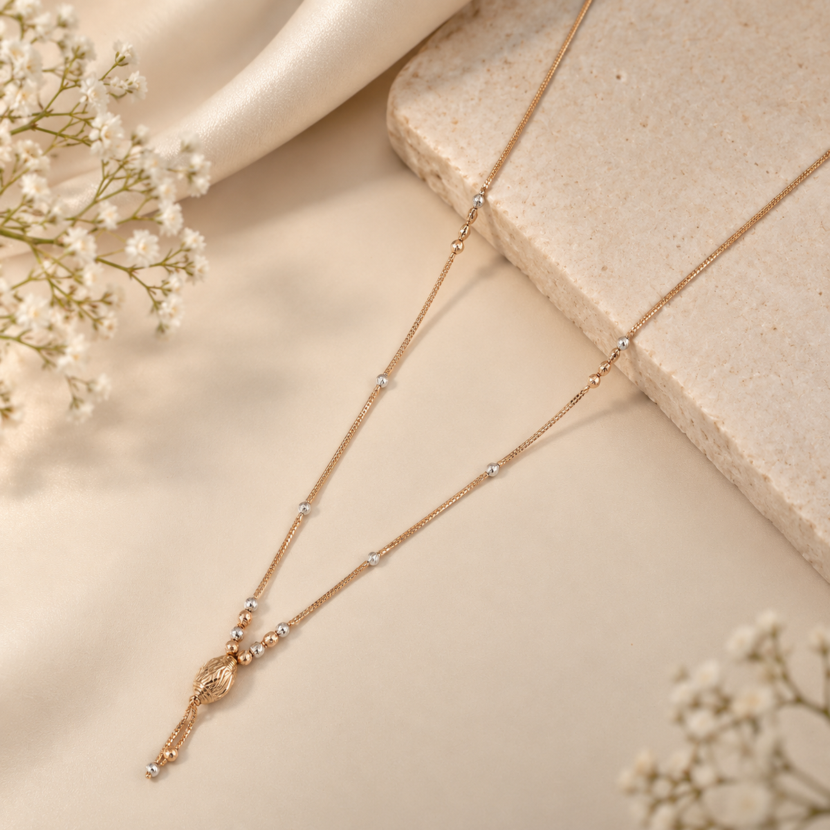 Charvi Leaf Drop  Gold Chain