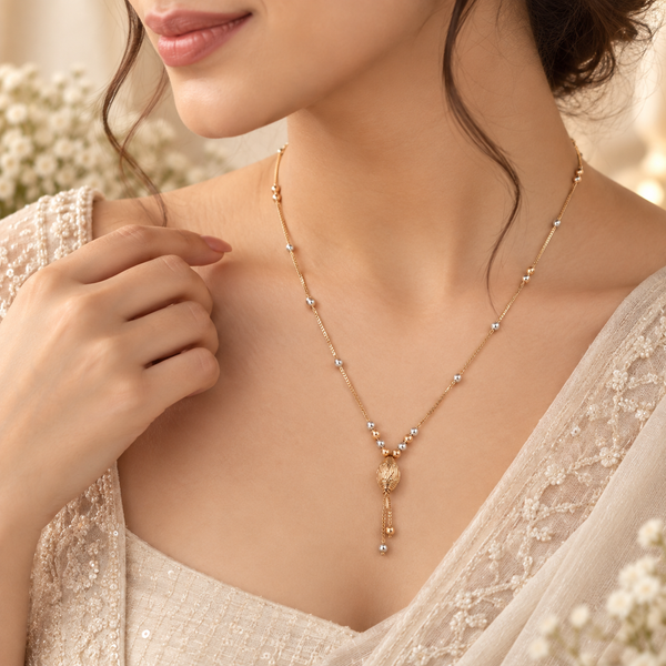 Charvi Leaf Drop  Gold Chain